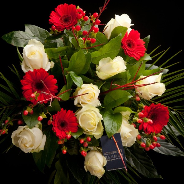 Rosen Blumenstrauss Duesseldorf – weiss – Snij Gereed produkt gemengd boeket – Blumen – 02140 – Certi